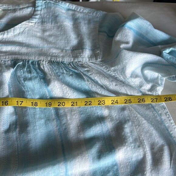 Poetry Women’s Peasant Striped Cotton Blend Blouse Blue Size 16 - Picture 7 of 12